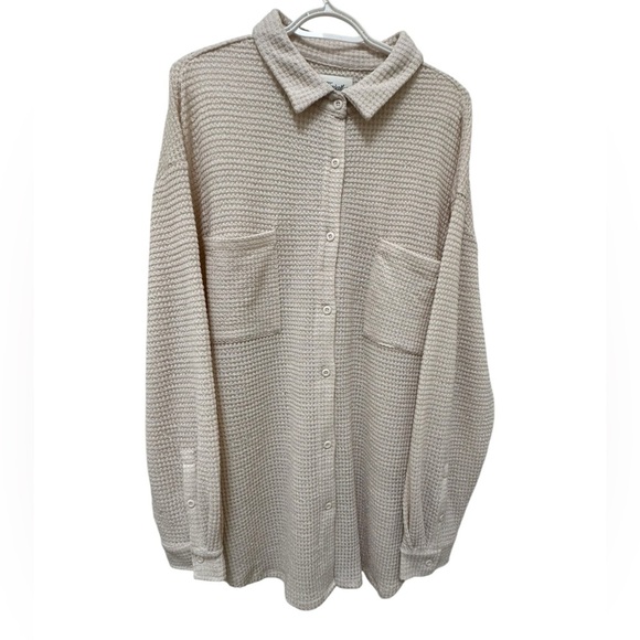✨ NWT Kuwalla Tee Waffle knit oversized button shirt XL - Picture 7 of 16